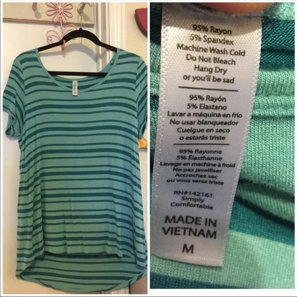Lularoe green striped Classic tee